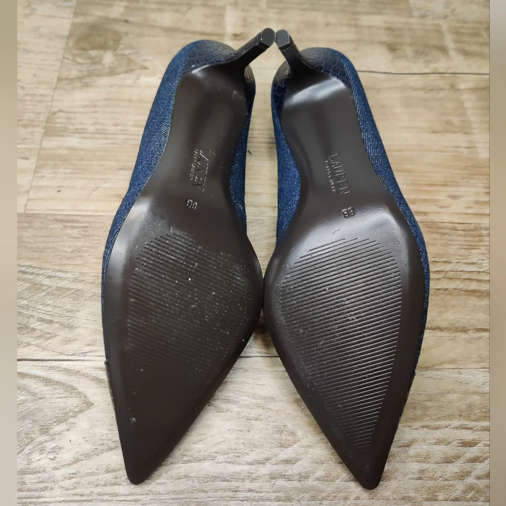 Lauren Ralph Lauren Denim And Leather Heels - Picture 6 of 6